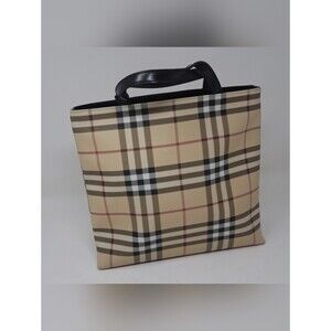 NEW Burberry London Tote Bag Nova Check Vintage Y2K Italy PVC Size Medium